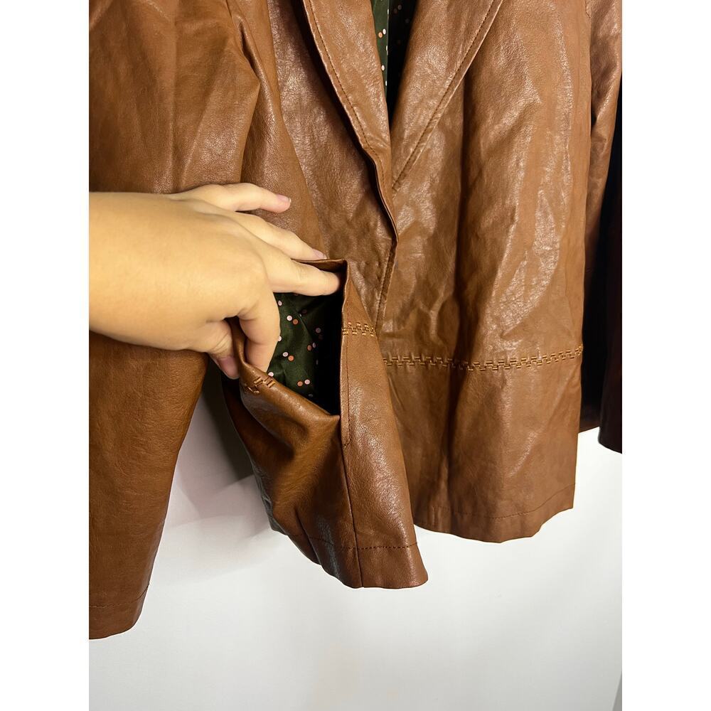 Anthropologie Hayden Embroidered Vegan Leather Jacket Size Large - Picture 7 of 8